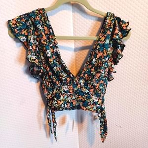 NWT Free People Floral Crop Top Blouse Women/XS